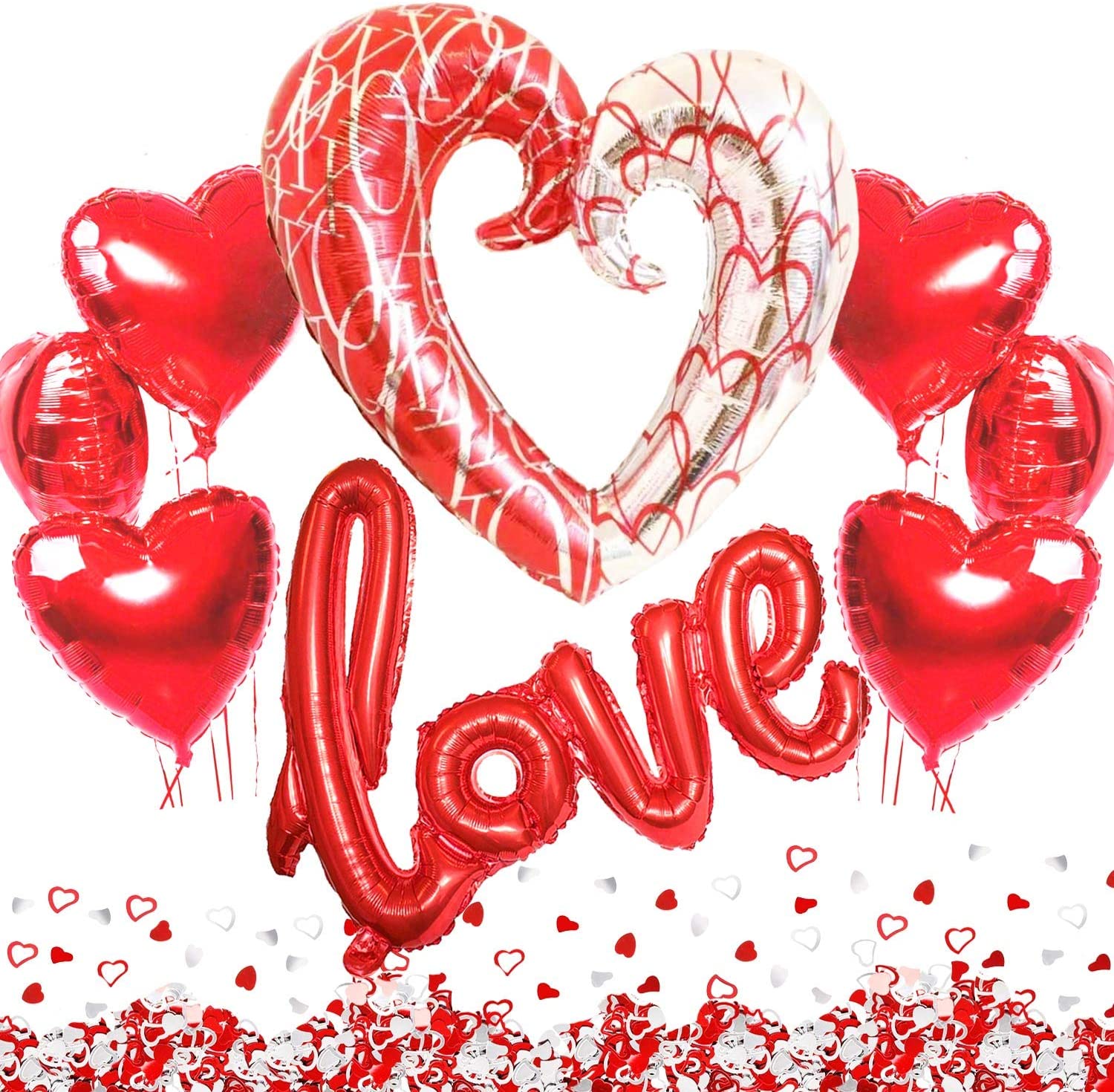 Kit Romantico, Love XXL Rosso,1 Cuore Giagante, 6 Palloncini a Forma di Cuore  Rossi, Decorazione Romantica per San Valentino, Anniversario Matrimonio e  Fidanzamento